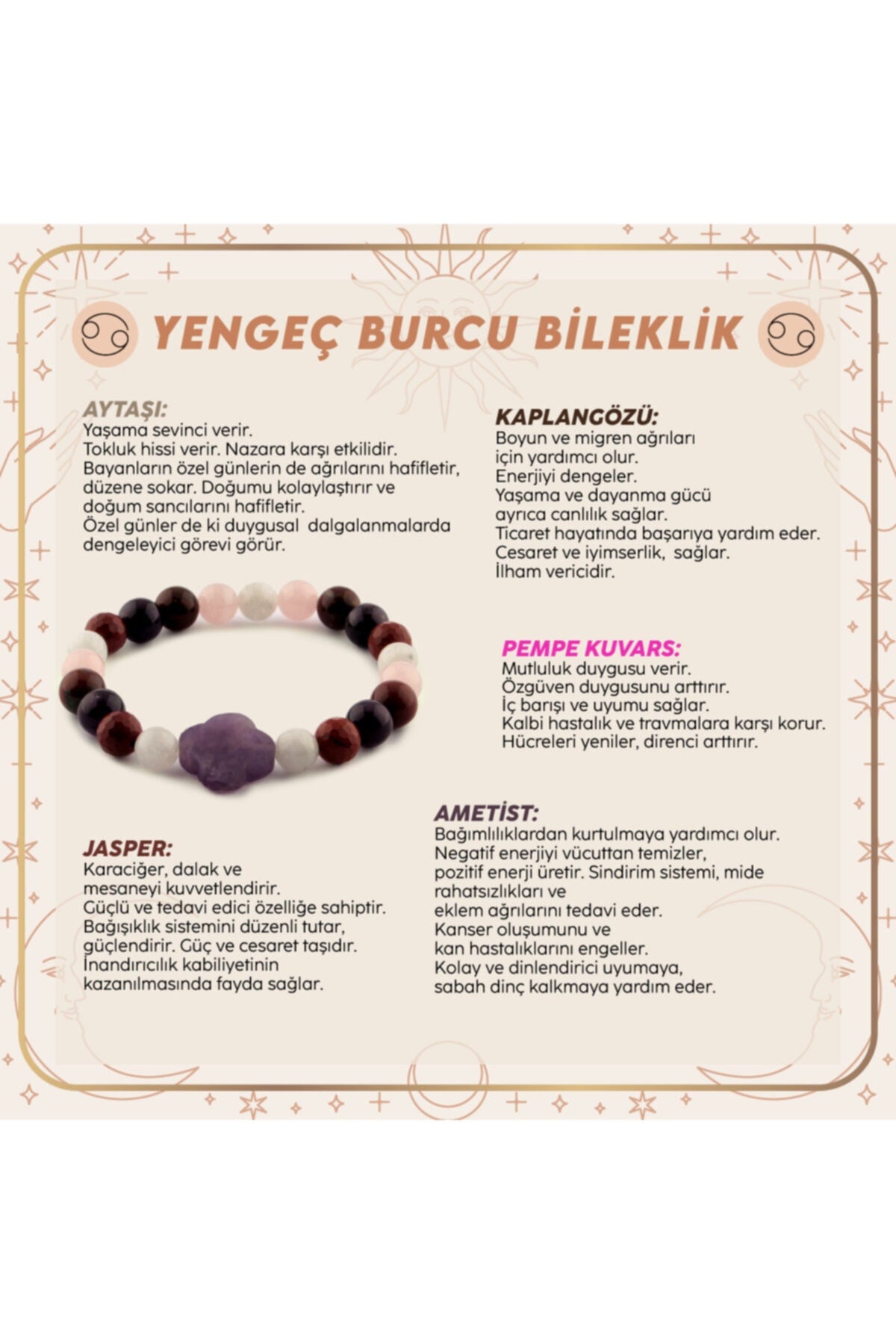 Sertifikalı Yengeç Burcu Bileklik B045