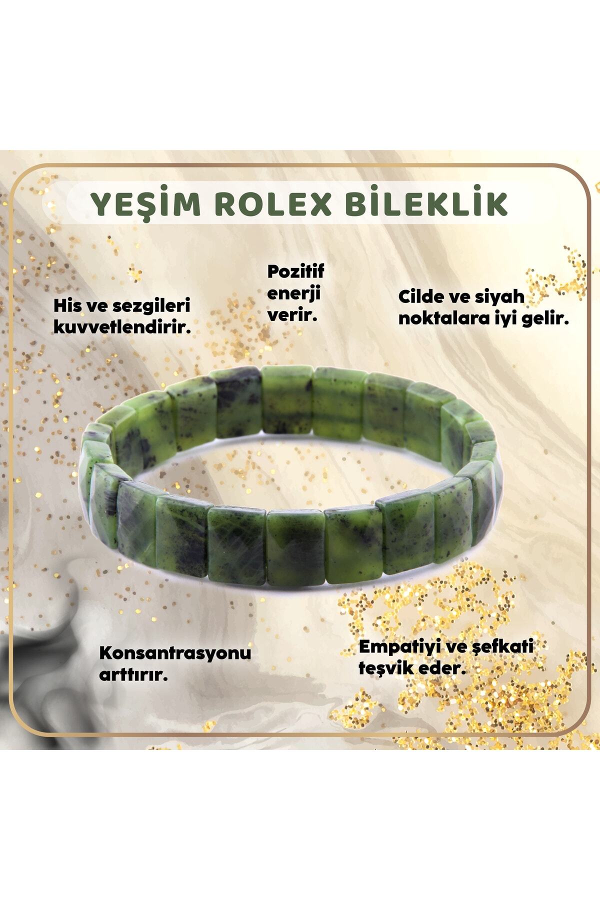 Sertifikalı Yeşim Doğal Taş Roleks Bileklik - B781