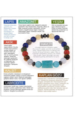 Sertifikalı Doğal Taş Bileklik - Lapis-amazonit-yeşim-akik-havlit-kalsit-labrodite-kaplangözü