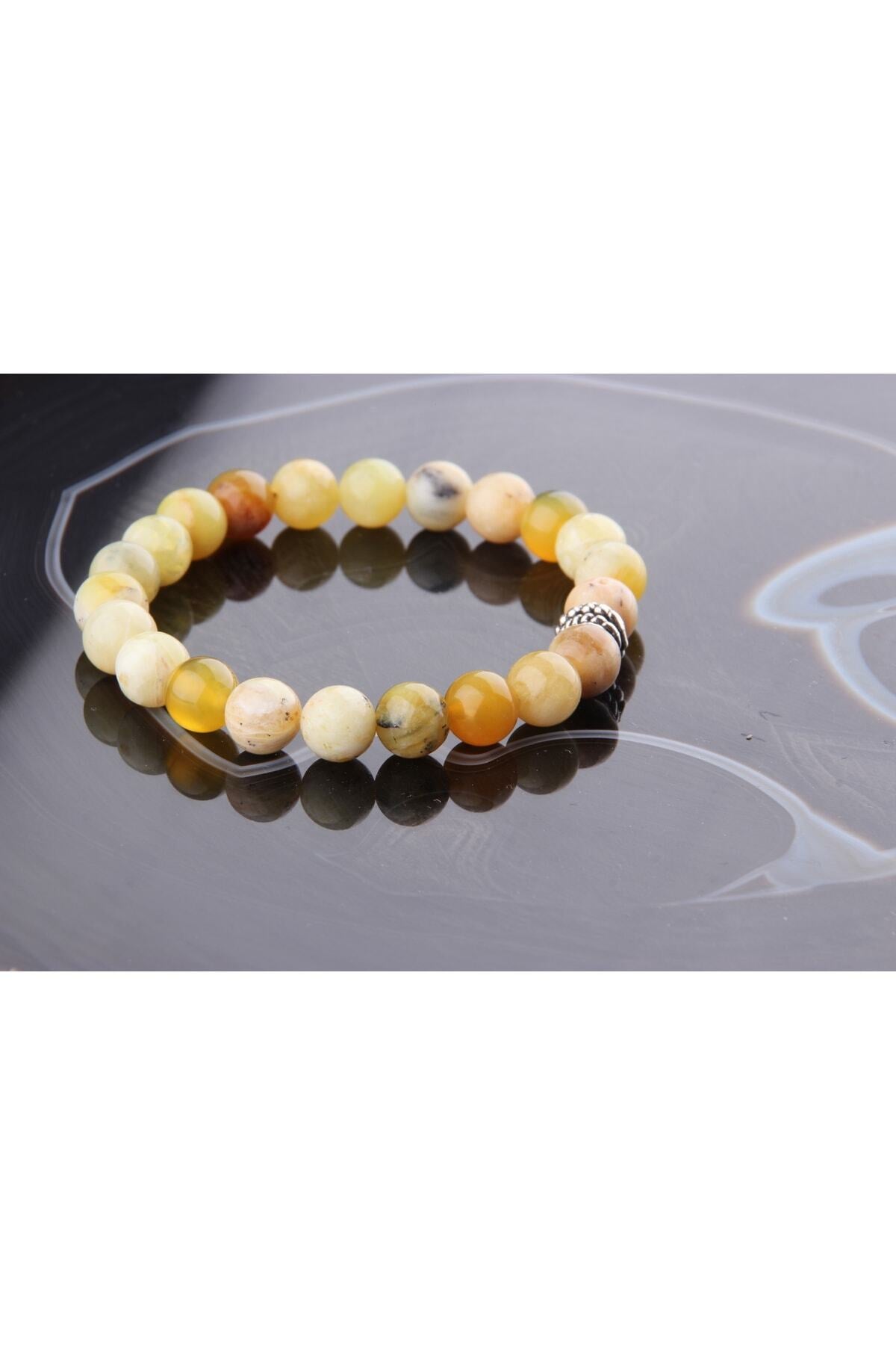 Sertifikalı Sarı Opal Doğal Taş Bileklik 8 Mm - B875
