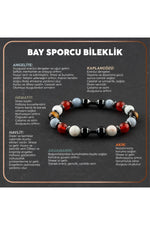 Sertifikalı Bay Sporcu Bileklik Hematit-angelite-havlit-akik-akuamarin-kaplan Gözü-8 Mm