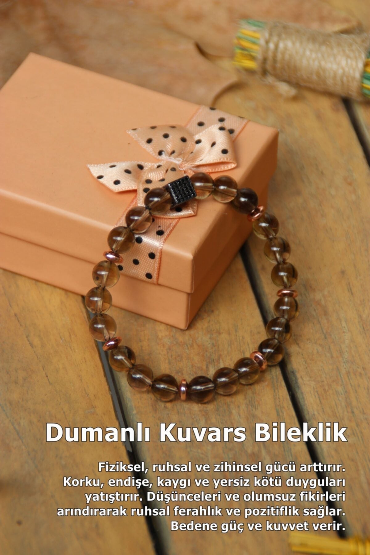 Sertifikalı Dumanlı Kuvars Doğal Taş Bileklik