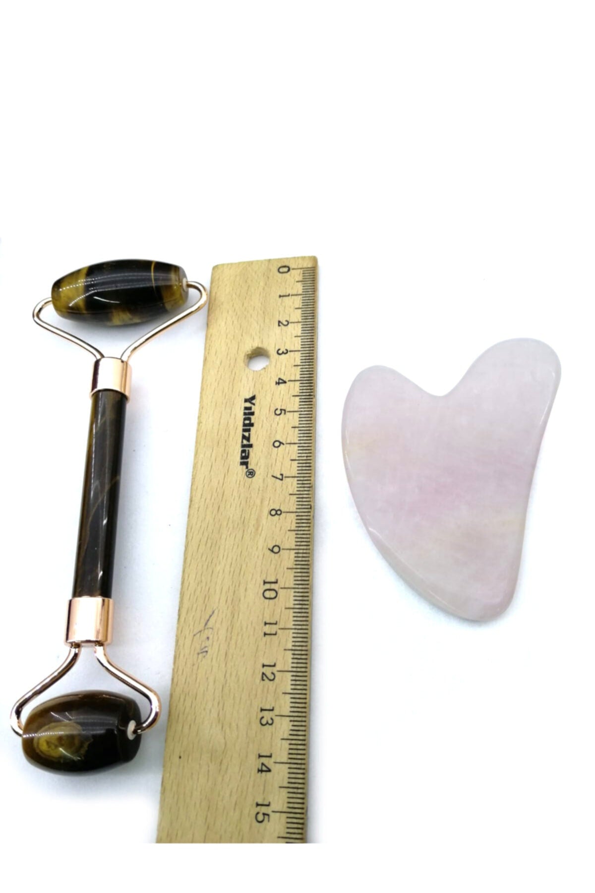 Sertifikalı Kaplan Gözü Masaj Taşı Roller Ve (1. SINIF)pembe Kuvars Gua Sha Takım