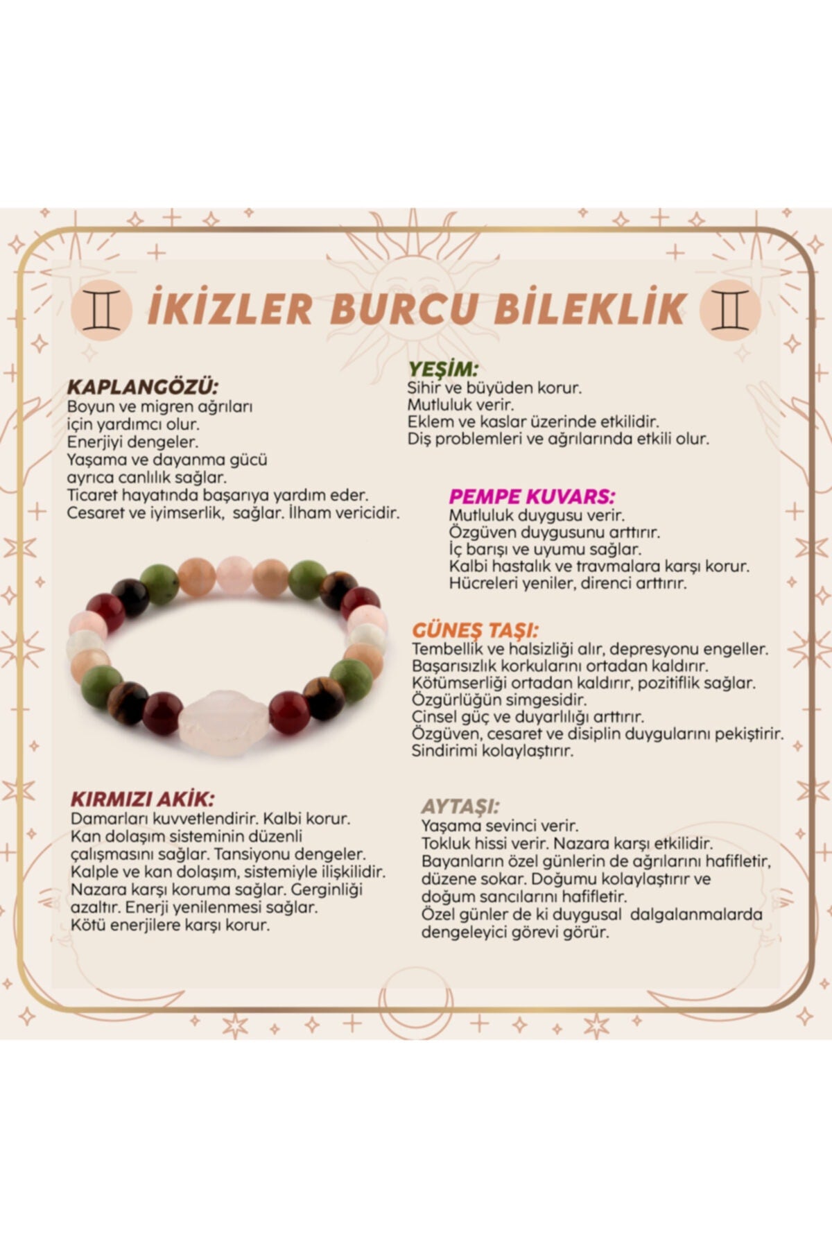 Sertifikalı Ikizler Burcu Bileklik B043