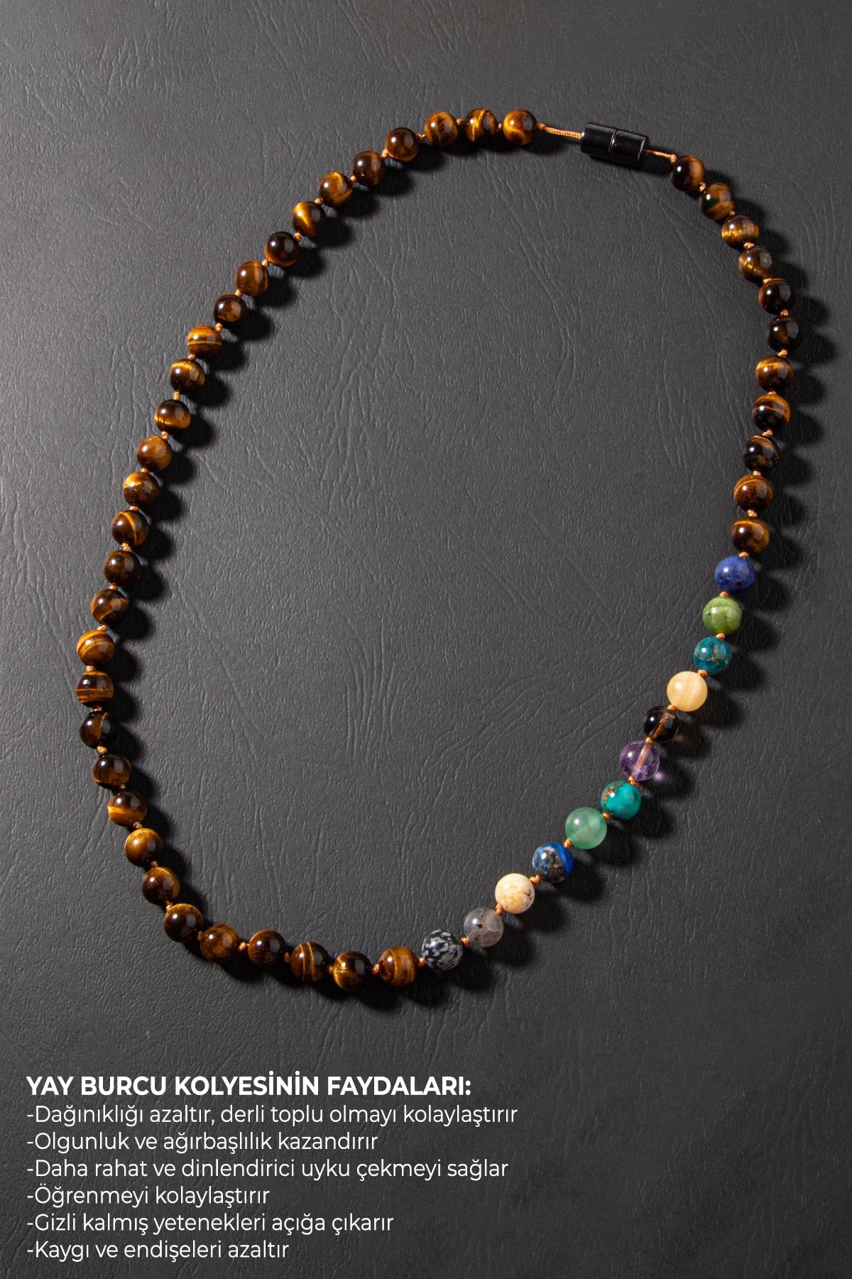 Yay Burcu Düğümlü Kolye Sertifikalı Doğal Taşlı (Turkuaz, Ametrin, Lapis, Opal, Kaplan Gözü)
