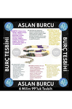 Sertifikalı Aslan Burcu 99'luk Tesbih Ametist-kan Taşı-sitrin-labradorit-pembe Kuvars-kalsit