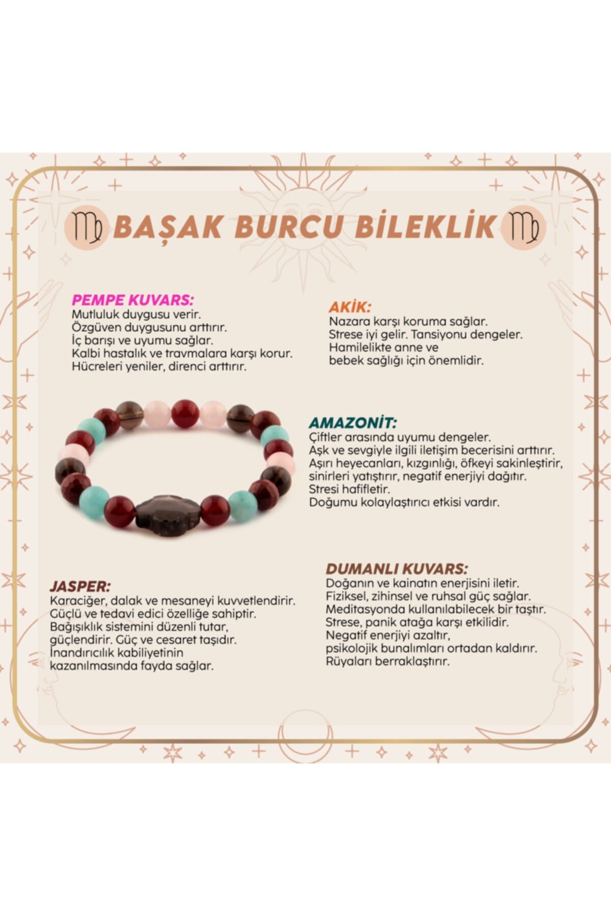 Sertifikalı Başak Burcu Bileklik B042