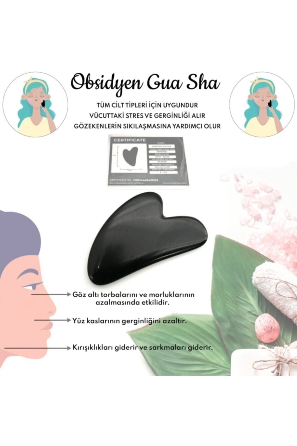 Obsidyen Gua Sha Yüz Masaj Taşı