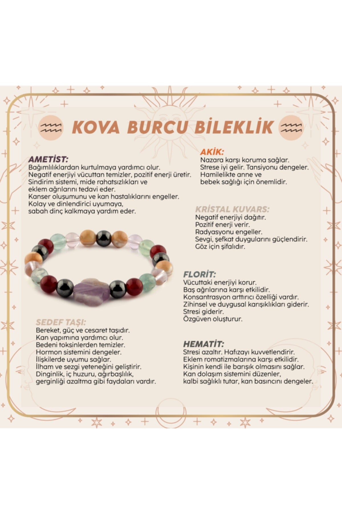 Sertifikalı Kova Burcu Bileklik B048