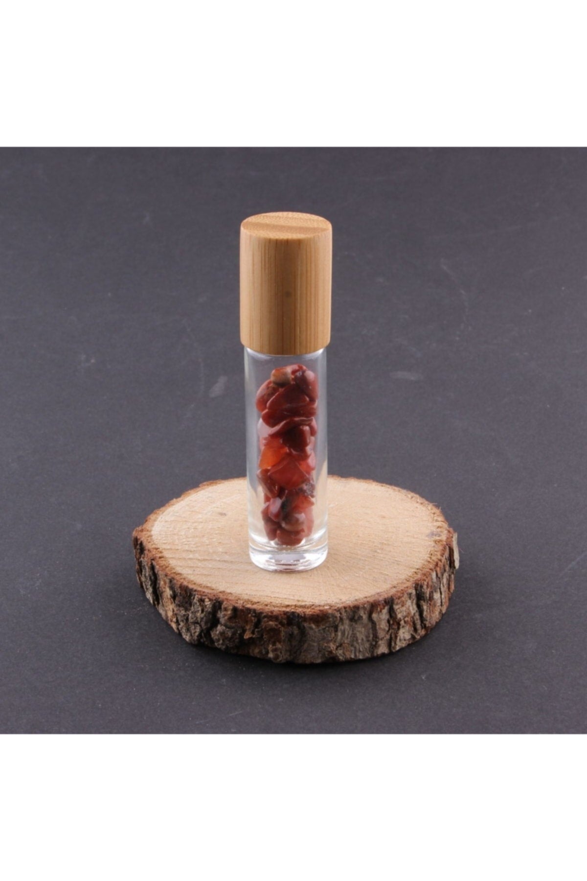 Sertifikalı Akik Taşı Doğal Taş Yüz Ve Cilt Esans Ve Yağ Şişesi- 10 Ml, 8 Cm Bambu Kapak