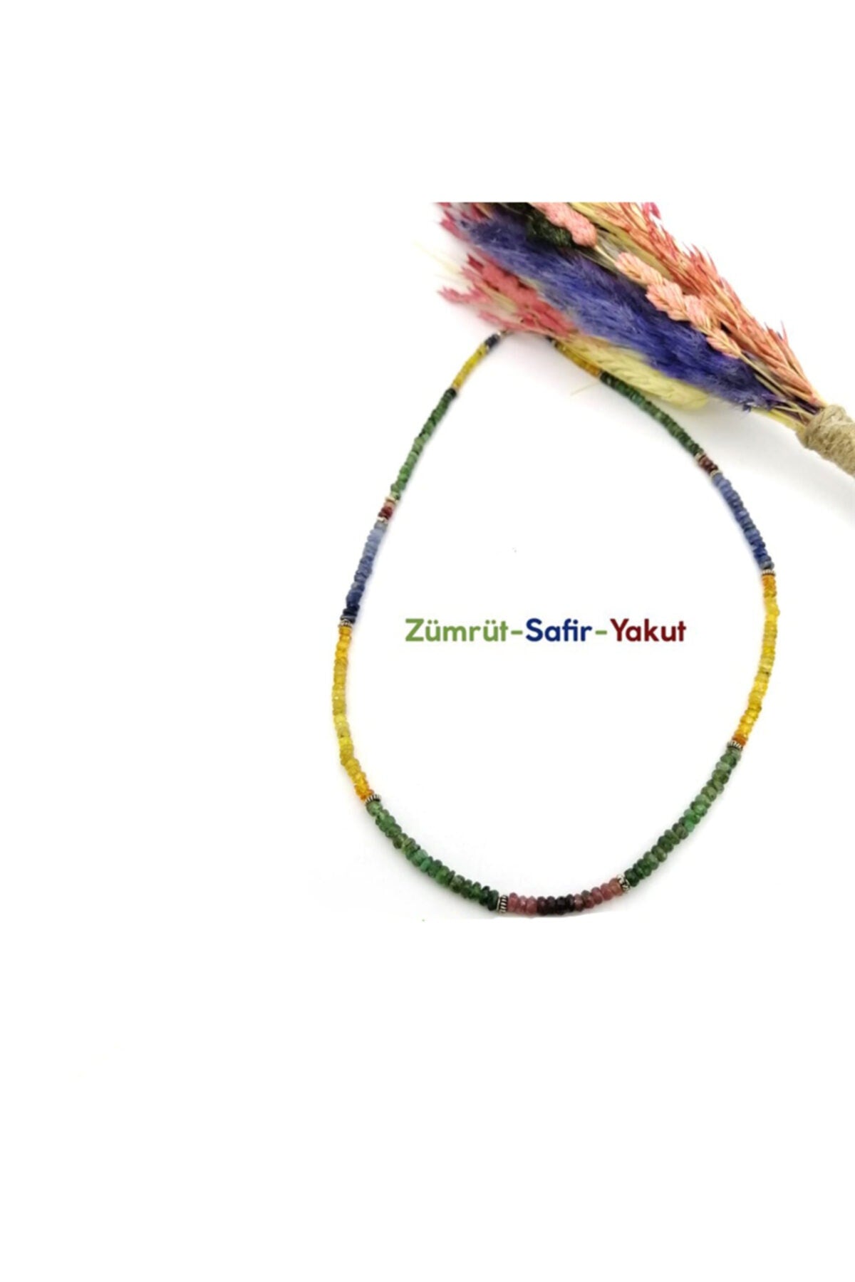 Sertifikalı Safir-yeşim-zümrüt Doğal Taş Kolye (ÖZEL MODEL)