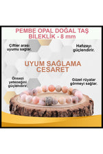 Sertifikalı Pembe Opal Doğal Taş Bileklik 8 Mm - B878