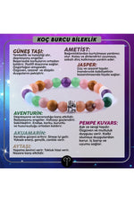 Sertifikalı Koç Burcu Doğal Taş Kolye B091
