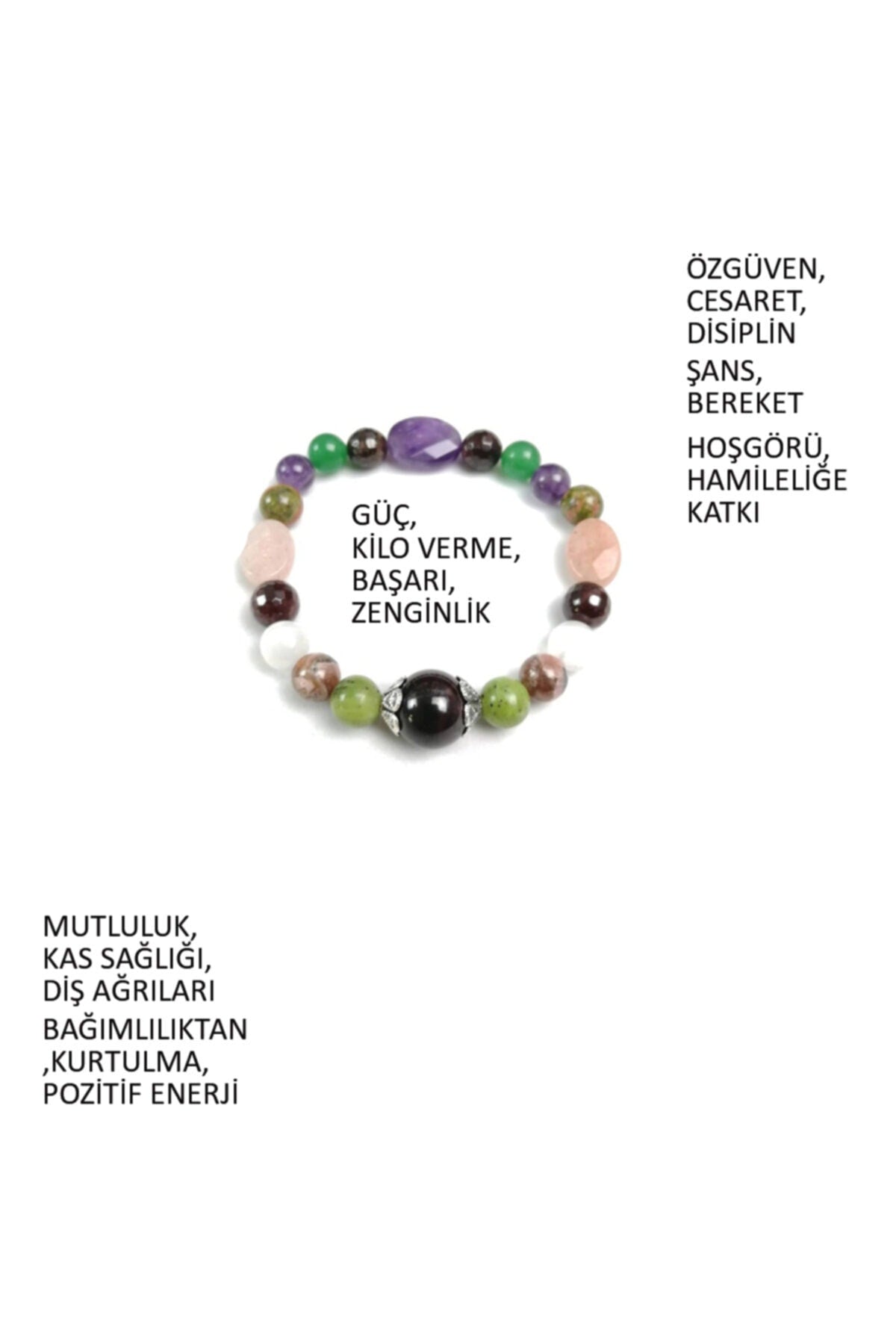 Sertifikalı Özel Tasarım Bileklik - Lal Yeşim Melek Taşı(sitrin) Güneş Ametist Aventurin Unakit