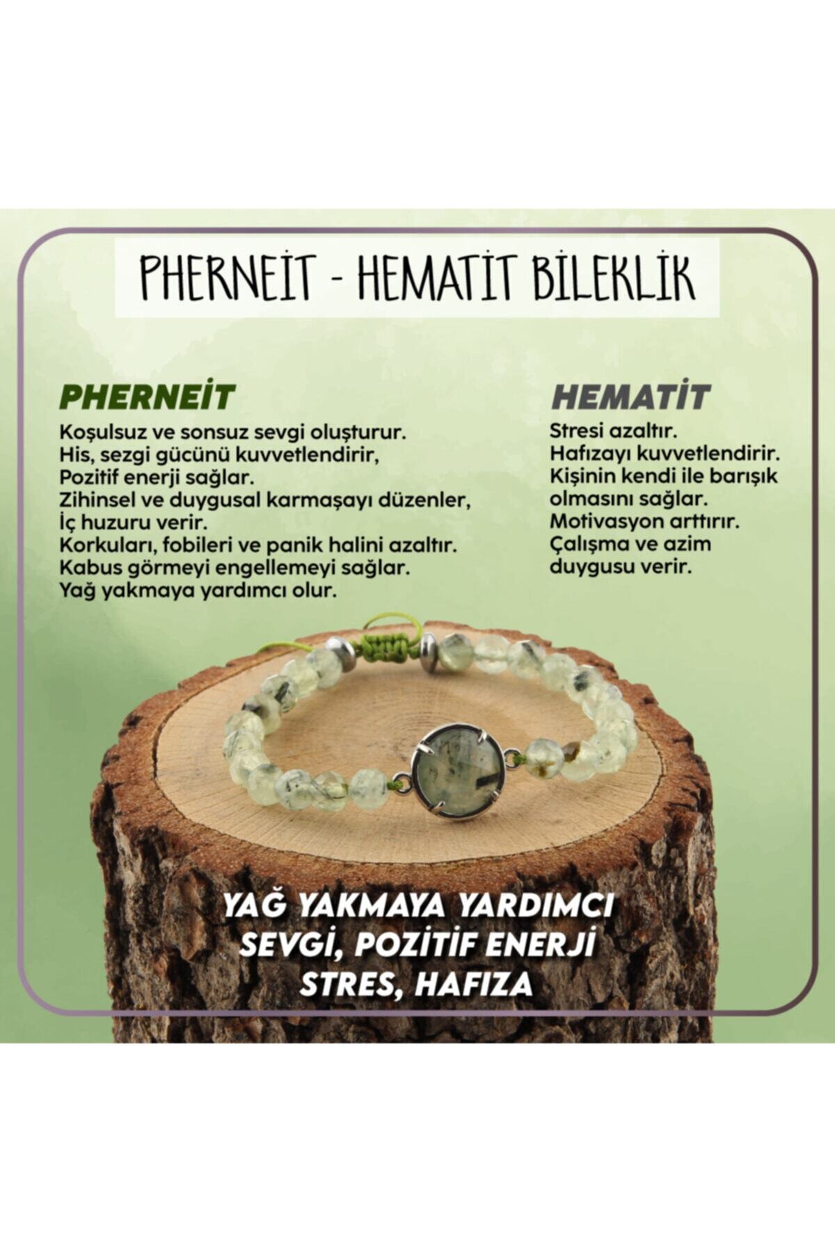 Sertifikalı Pherneit - Hematit Doğal Taş Bileklik 6mm