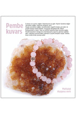 Sertifikalı Doğal Taş Bileklik - Pembe Kuvars
