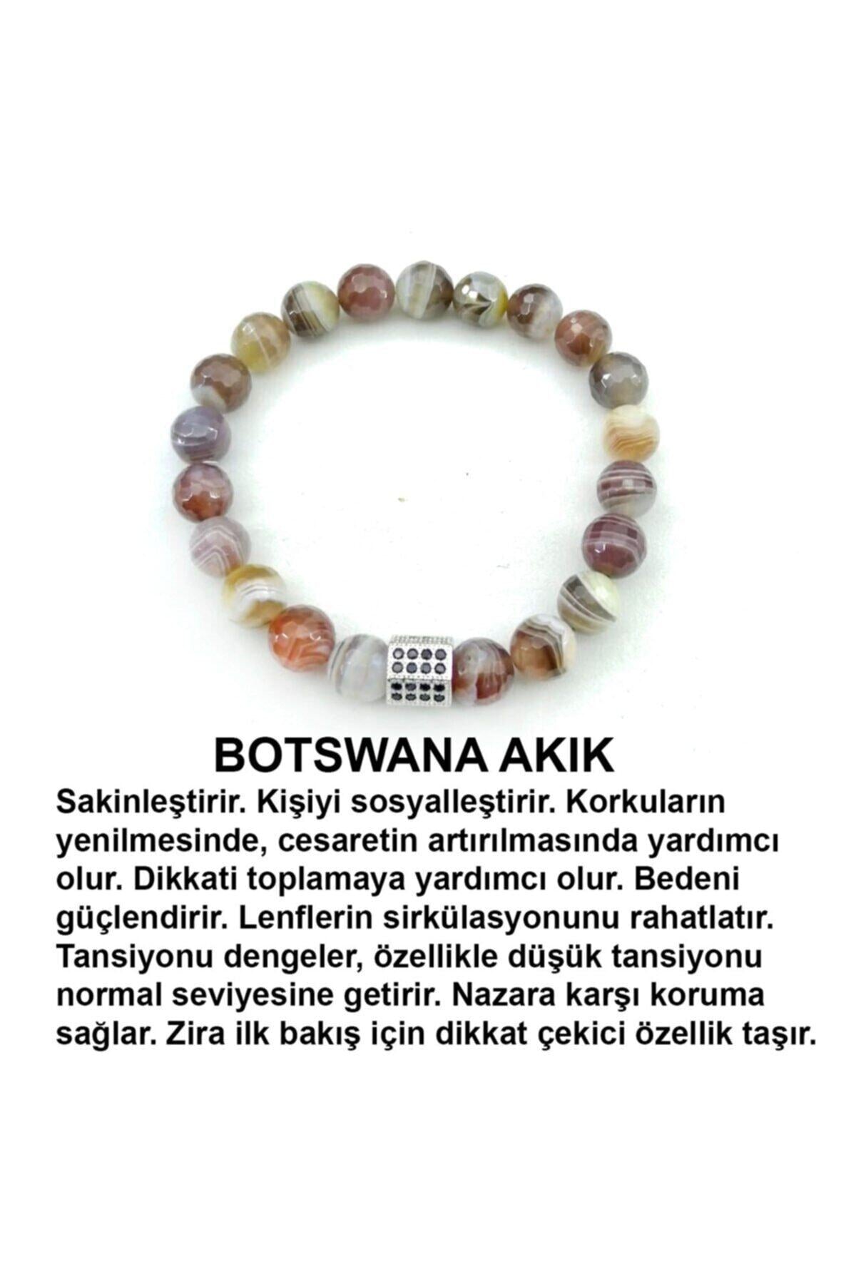 Sertifikalı Botswana Akik Doğal Taş Bileklik