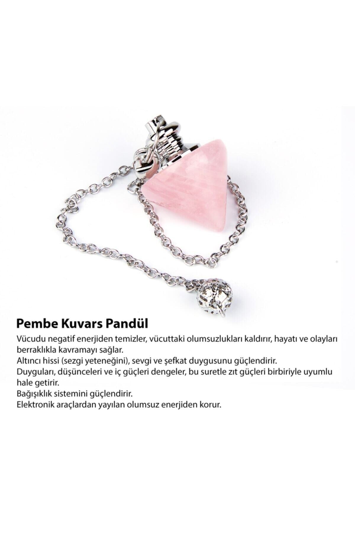 Sertifikalı Pembe Kuvars Doğal Taş Pandül - S002