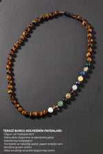 Terazi Burcu Düğümlü Kolye Sertifikalı Doğal Taşlı (Ametrin, Safir, Opal, Lapis, Kaplan Gözü)