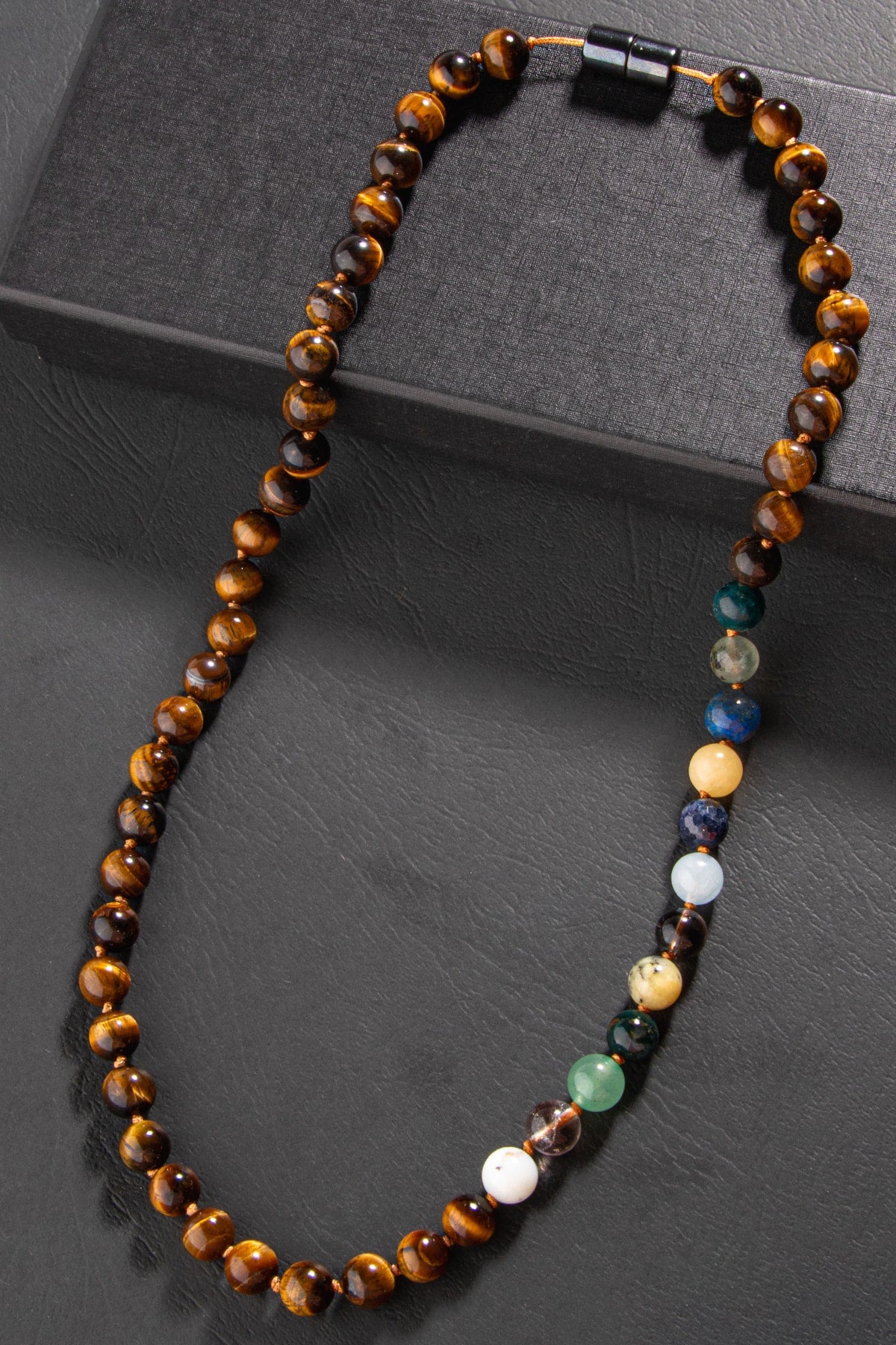 Terazi Burcu Düğümlü Kolye Sertifikalı Doğal Taşlı (Ametrin, Safir, Opal, Lapis, Kaplan Gözü)