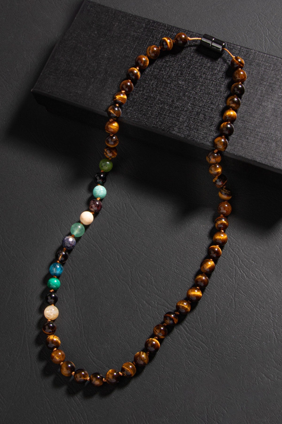 Başak Burcu Düğümlü Kolye Sertifikalı Doğal Taşlı (safir, Malahit, Granat Lal, Yeşim, Kaplan Gözü)