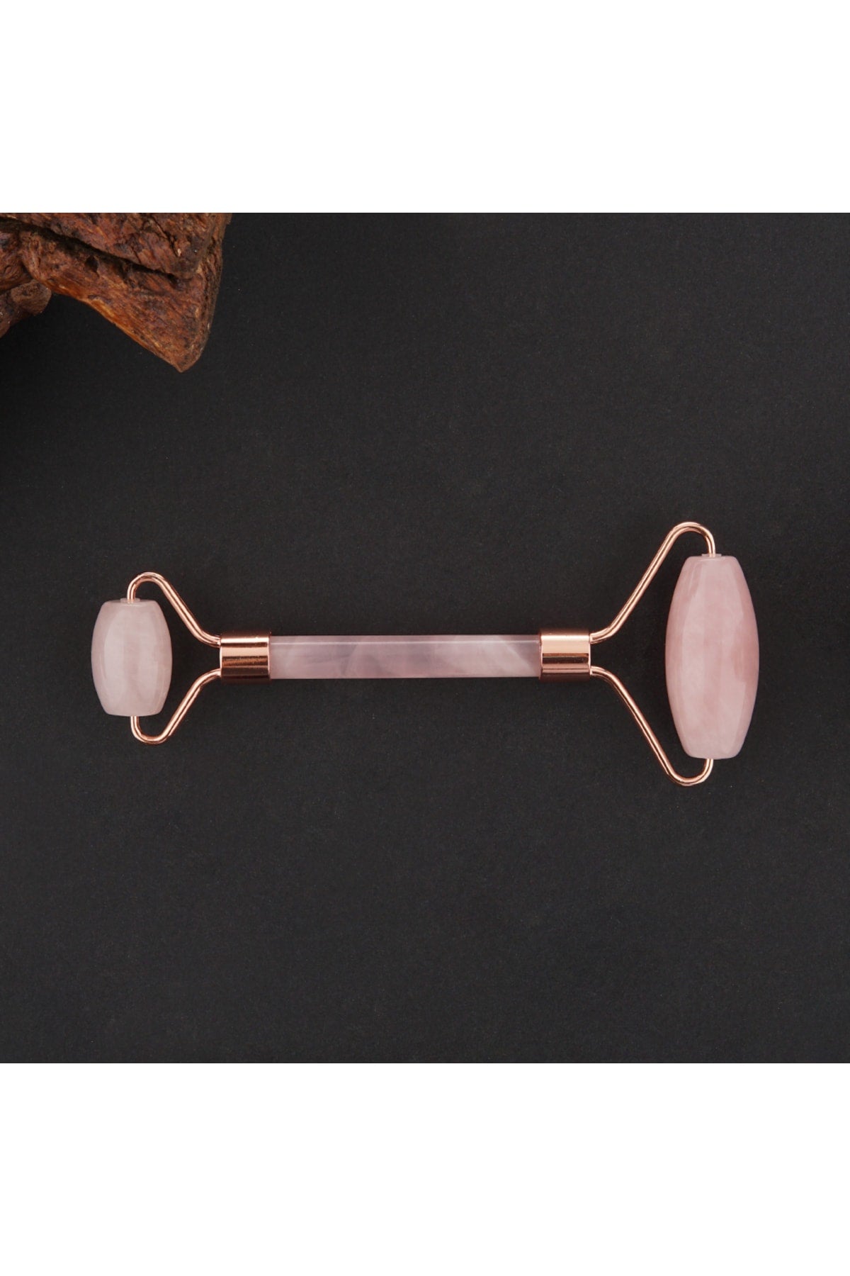 Sertifikalı Pembe Kuvars Doğal Taşı roller Masaj Aleti - 15 X 6 Cm Ma038