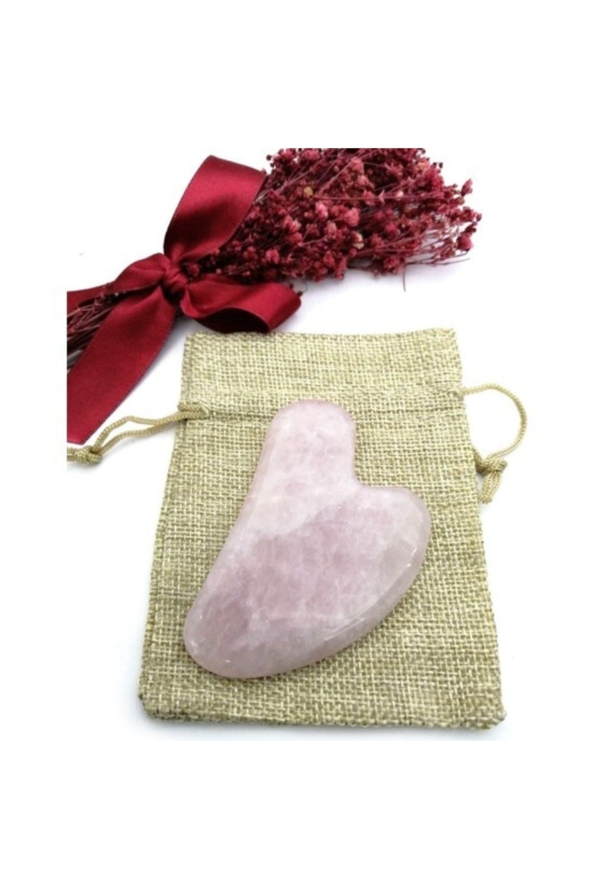 Sertifikalı Pembe Kuvars Gua Sha Yüz Masaj Aleti