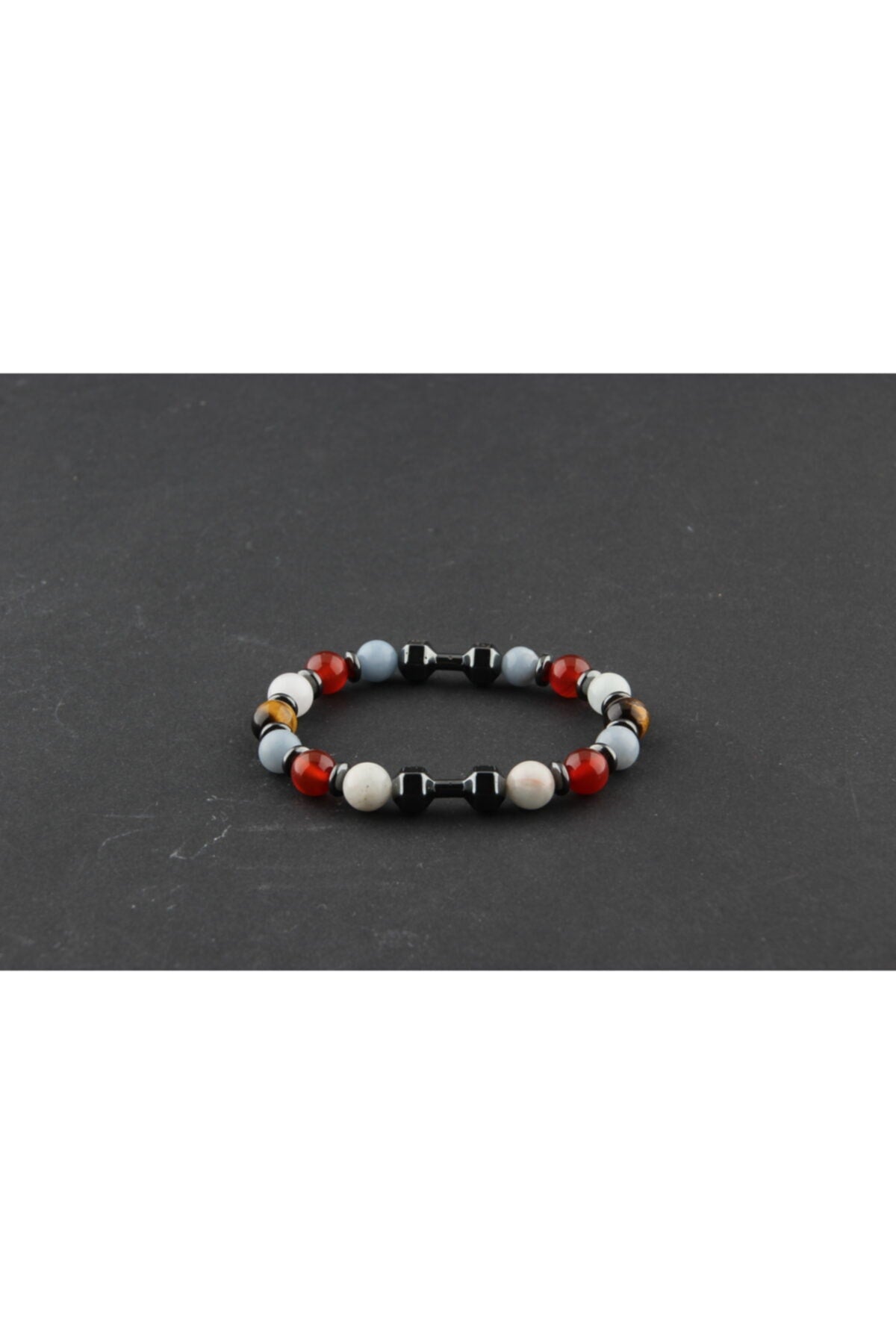 Sertifikalı Bay Sporcu Bileklik Hematit-angelite-havlit-akik-akuamarin-kaplan Gözü-8 Mm