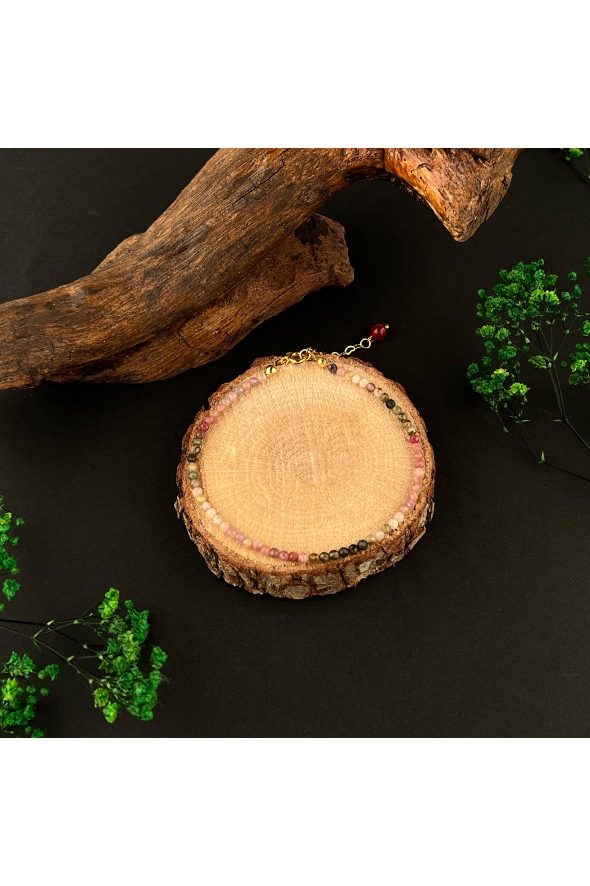 Sertifikalı Turmalin Doğaltaş Halhal 3-4 Mm, B849