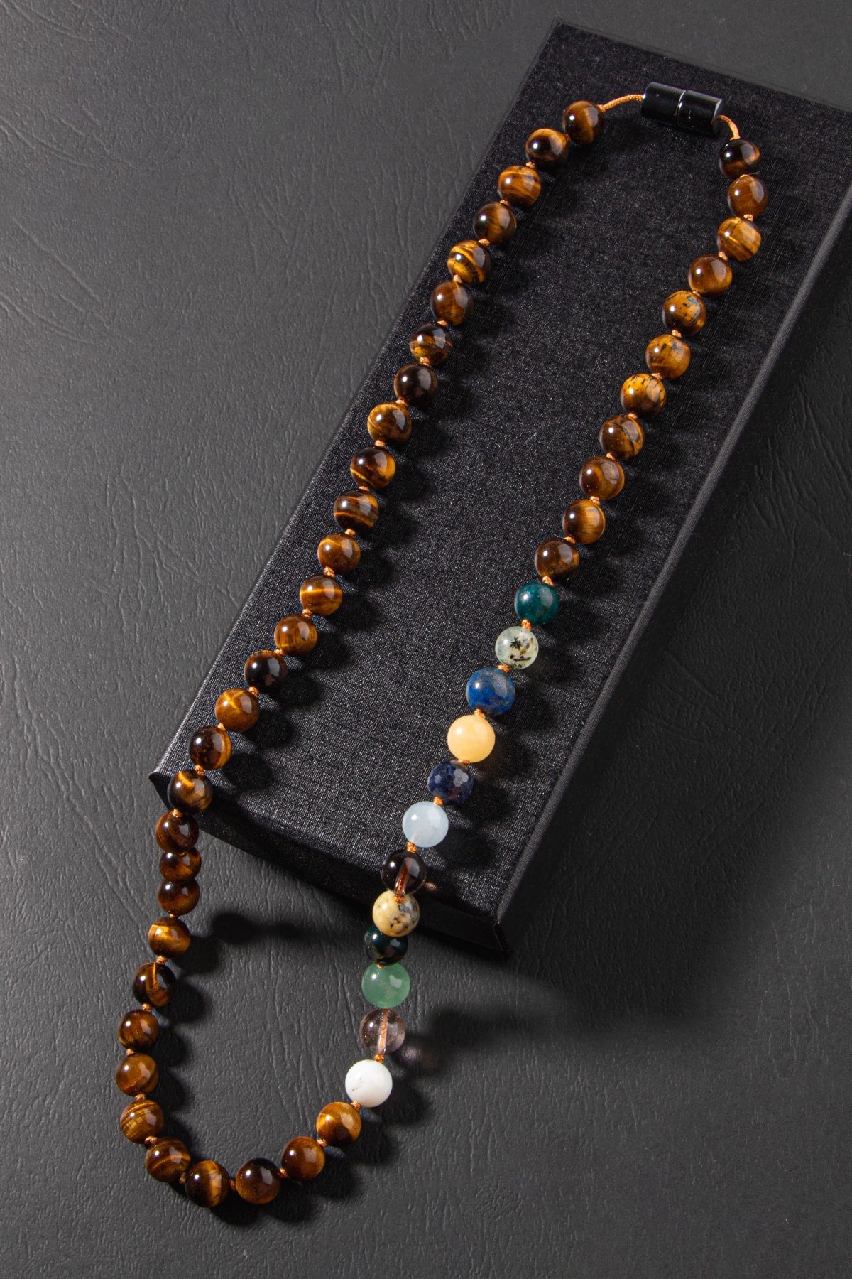 Terazi Burcu Düğümlü Kolye Sertifikalı Doğal Taşlı (Ametrin, Safir, Opal, Lapis, Kaplan Gözü)