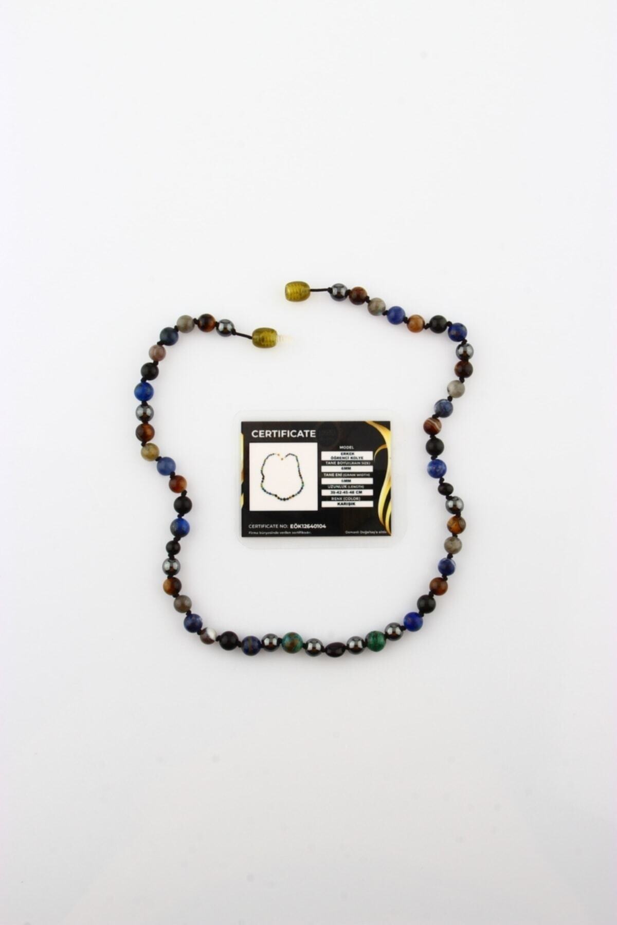Erkek Öğrenci Kolye- Lapis, Sodalit, Kehribar, Labradorit, Kaplan Gözü, Krizokol, Akik, Obsidyen