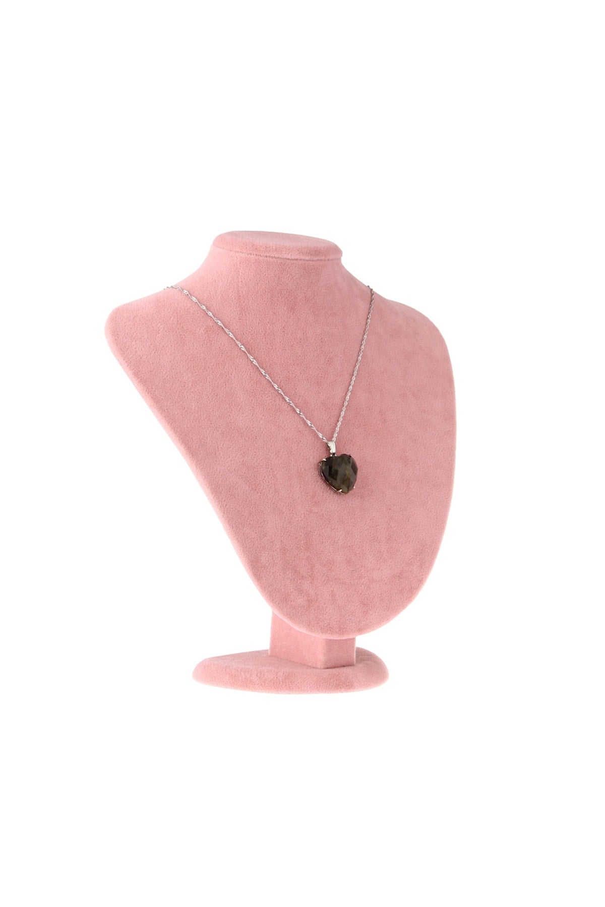 Sertifikalı Labradorite Doğaltaş Kalpli Kolye Ucu, Gümüş Zincirle Beraber M442
