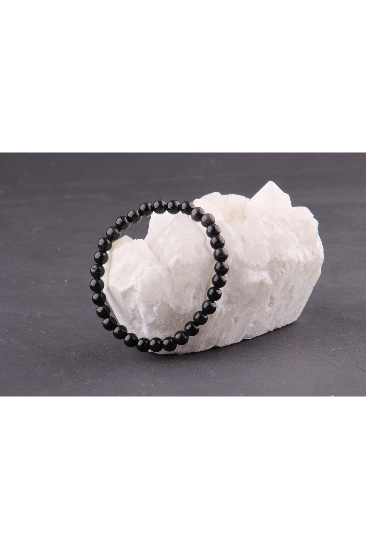 Sertifikalı Obsidyen Doğal Taş Bileklik 6 Mm - B839