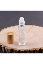 Sertifikalı Kristal Kuvars Doğal Taş Yüz Ve Cilt Esans Ve Yağ Şişesi - 10 Ml, 8 Cm Bambu Kapak