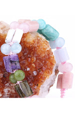Sertifikalı Doğal Taş Bileklik - Larimar-çeroit-yeşil Lal-akuamarin-pembe Opal-amazonit