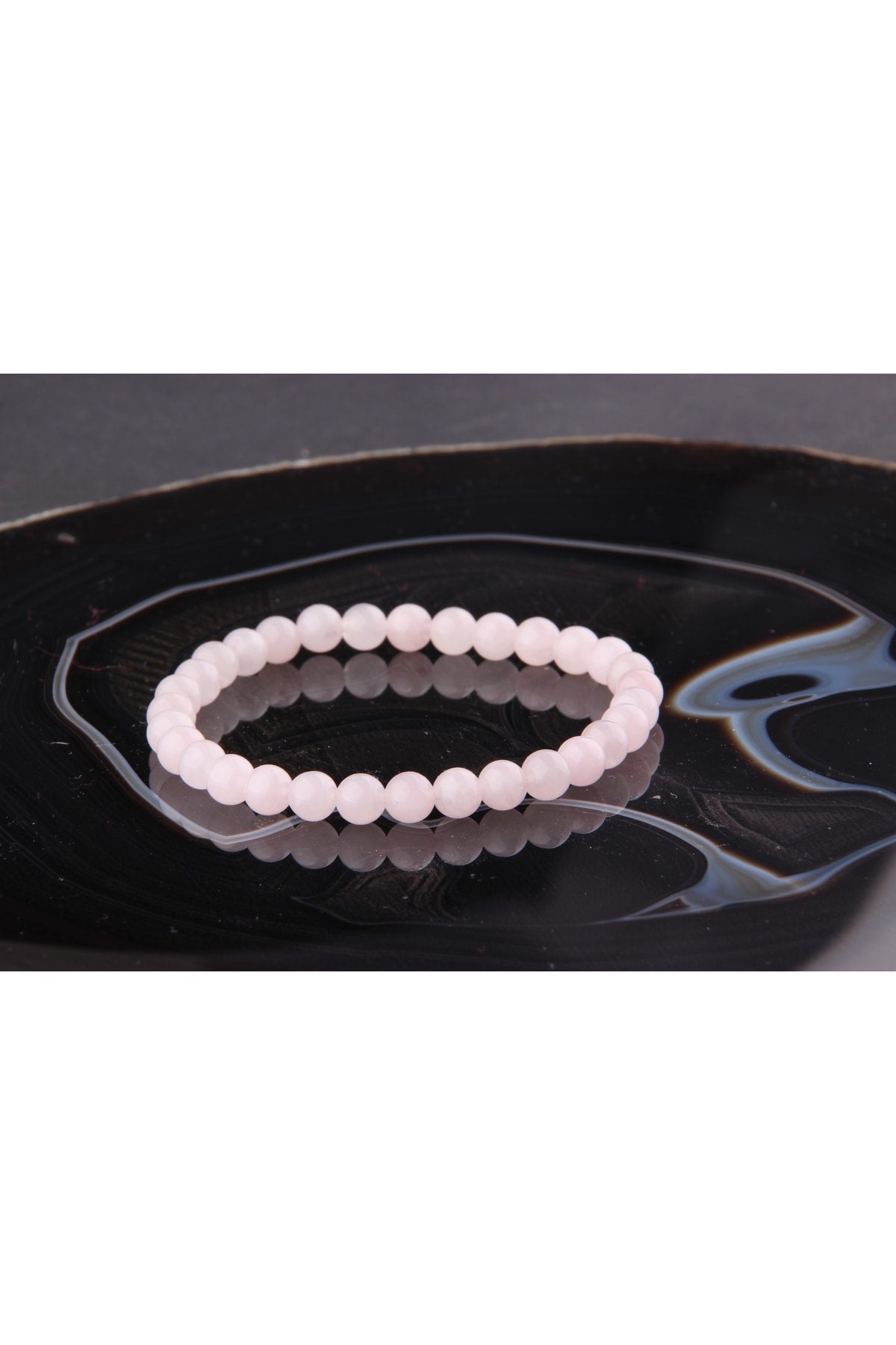 Sertifikalı Pembe Kuvars Doğal Taş Bileklik 6 Mm - B840