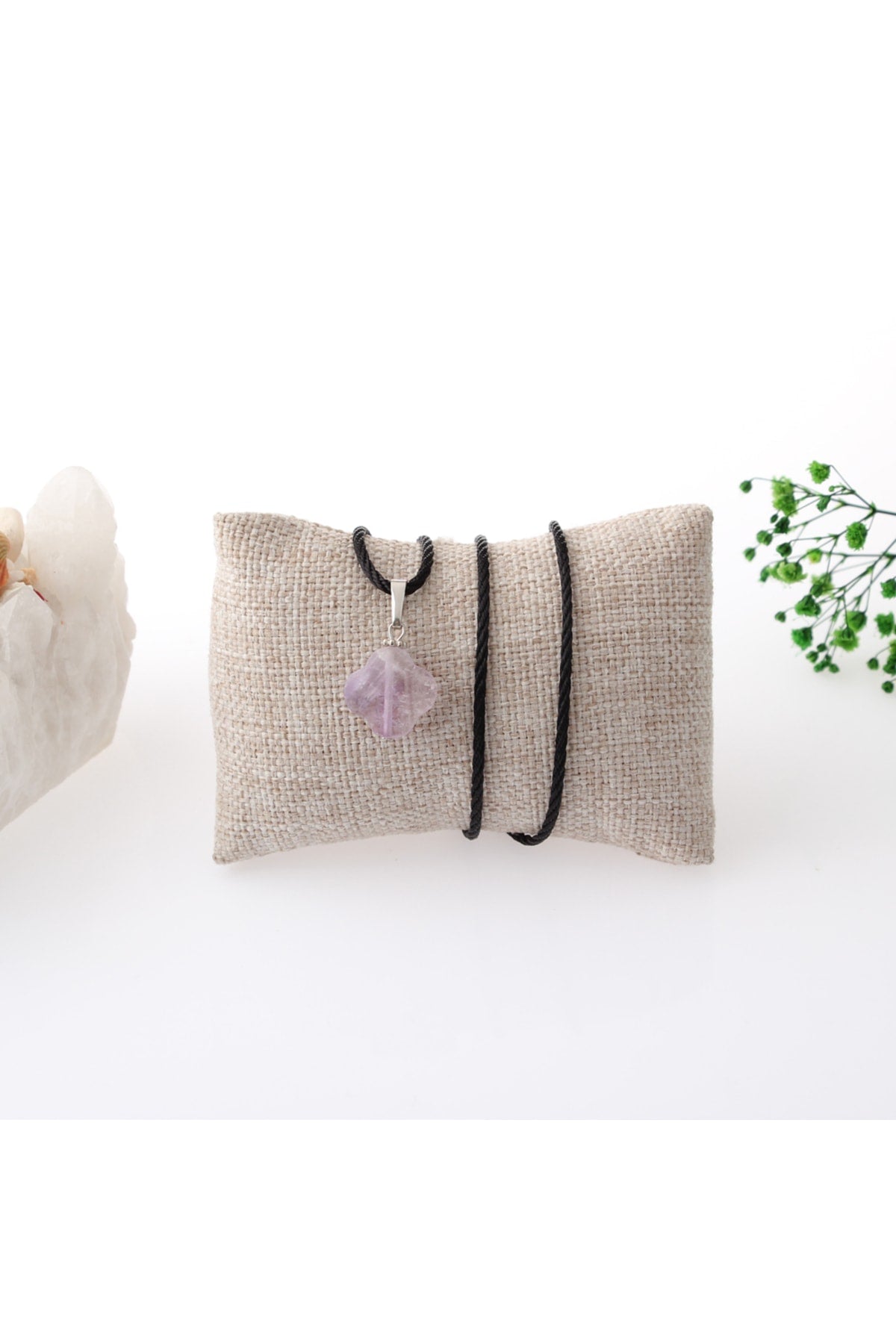 Sertifikalı Ametrin Yonca Doğaltaş Kolye Ucu M441