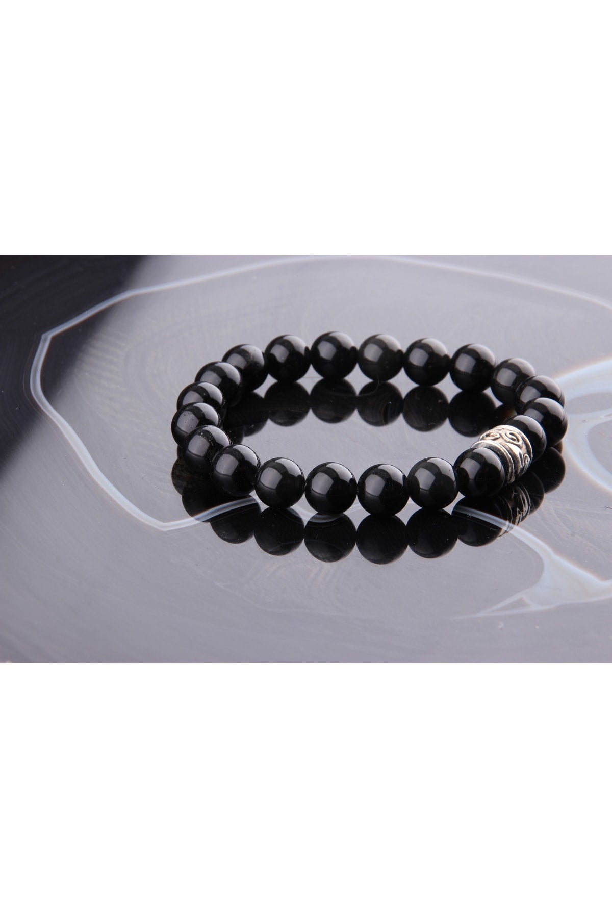 Sertifikalı Obsidyen Doğal Taş Bileklik 8 Mm - B872