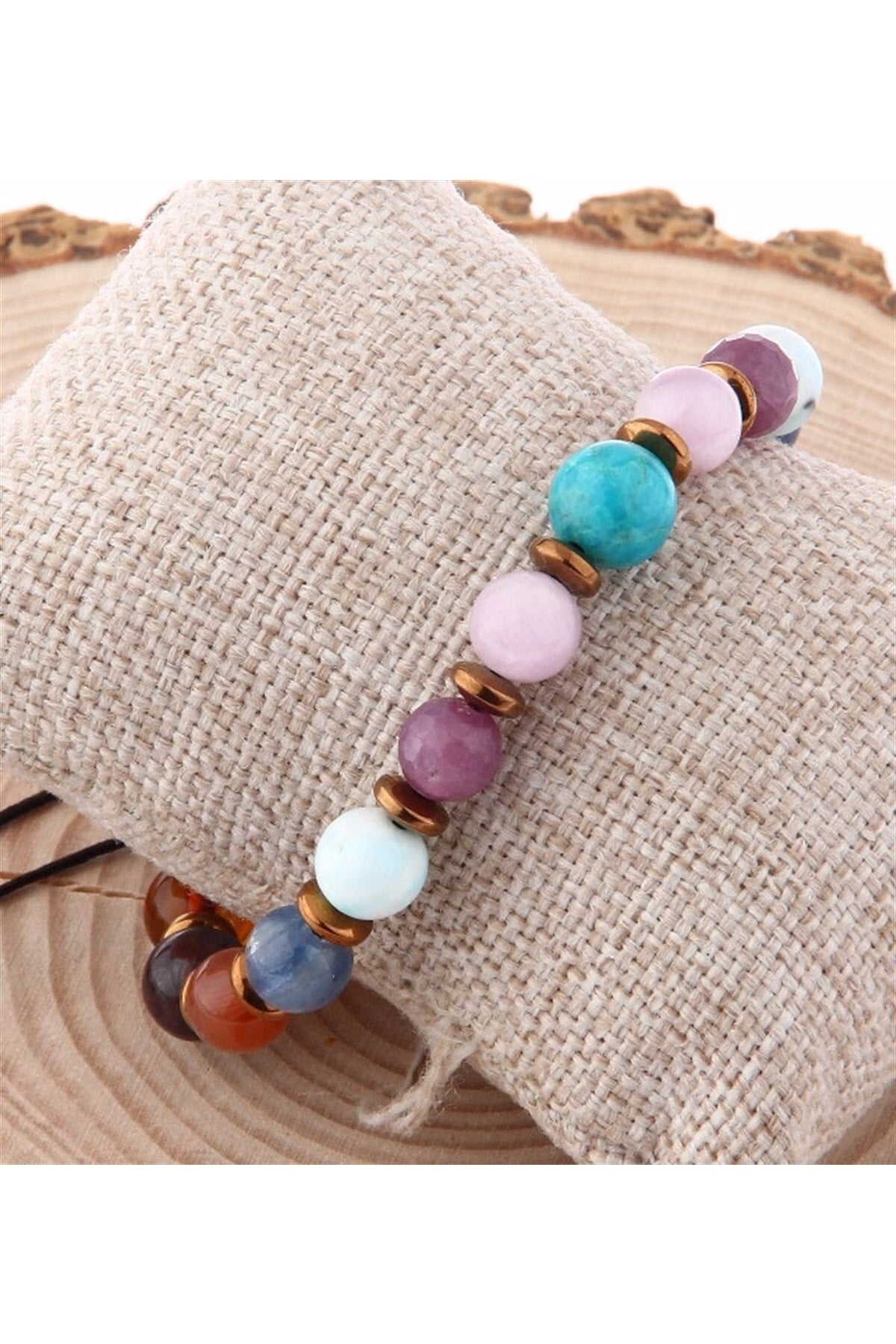 Sertifikalı Doğal Taş Bileklik - Kehribar,larimar,hakiki Turkuaz,mavi Topaz,tanzanit,yakut,kunzit