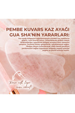 Sertifikalı Pembe Kuvars Doğal Taşı Roller Ve Kaz Ayaklı Gua Sha Masaj Takımı Ma010