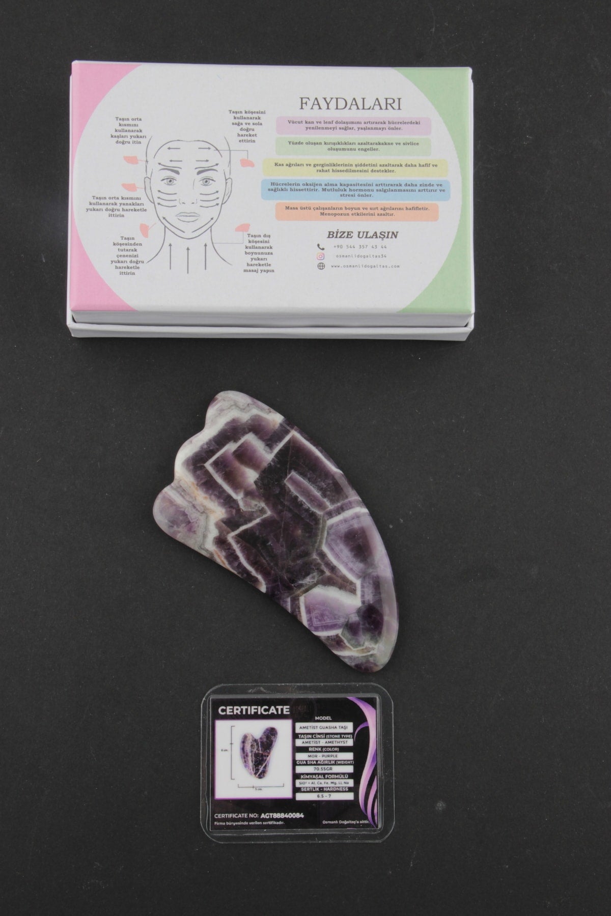 Sertifikalı Ametist Gua Sha (KAZ AYAKLI)