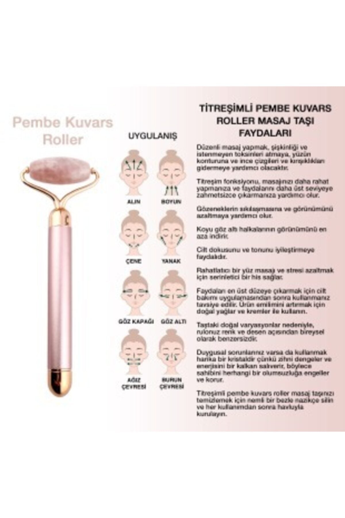 Sertifikalı Titreşimli Pembe Kuvars Masaj Aleti