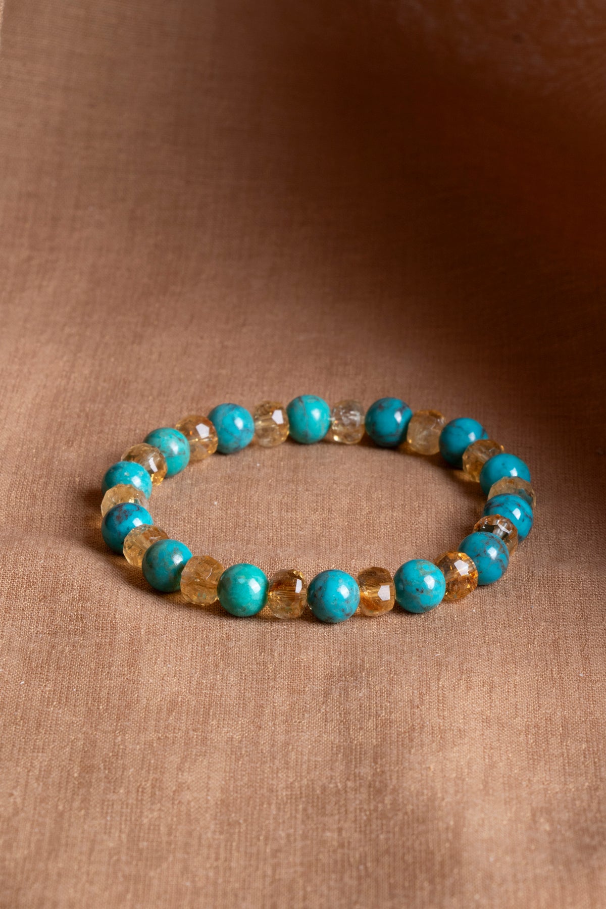 Sertifikalı TURKUAZ & SİTRİN Doğal Taş Bileklik ODT139