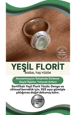 SERTİFİKALI Yeşil Florit Doğal Taş 925 Ayar Gümüş Yüzük