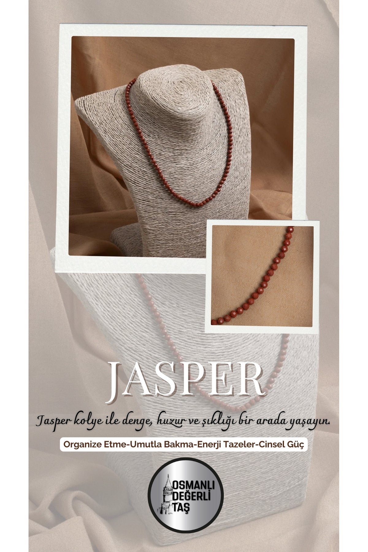 Sertifikalı Jasper Doğal Taş Kolye – Dengeleyici Enerjiyle Şıklık