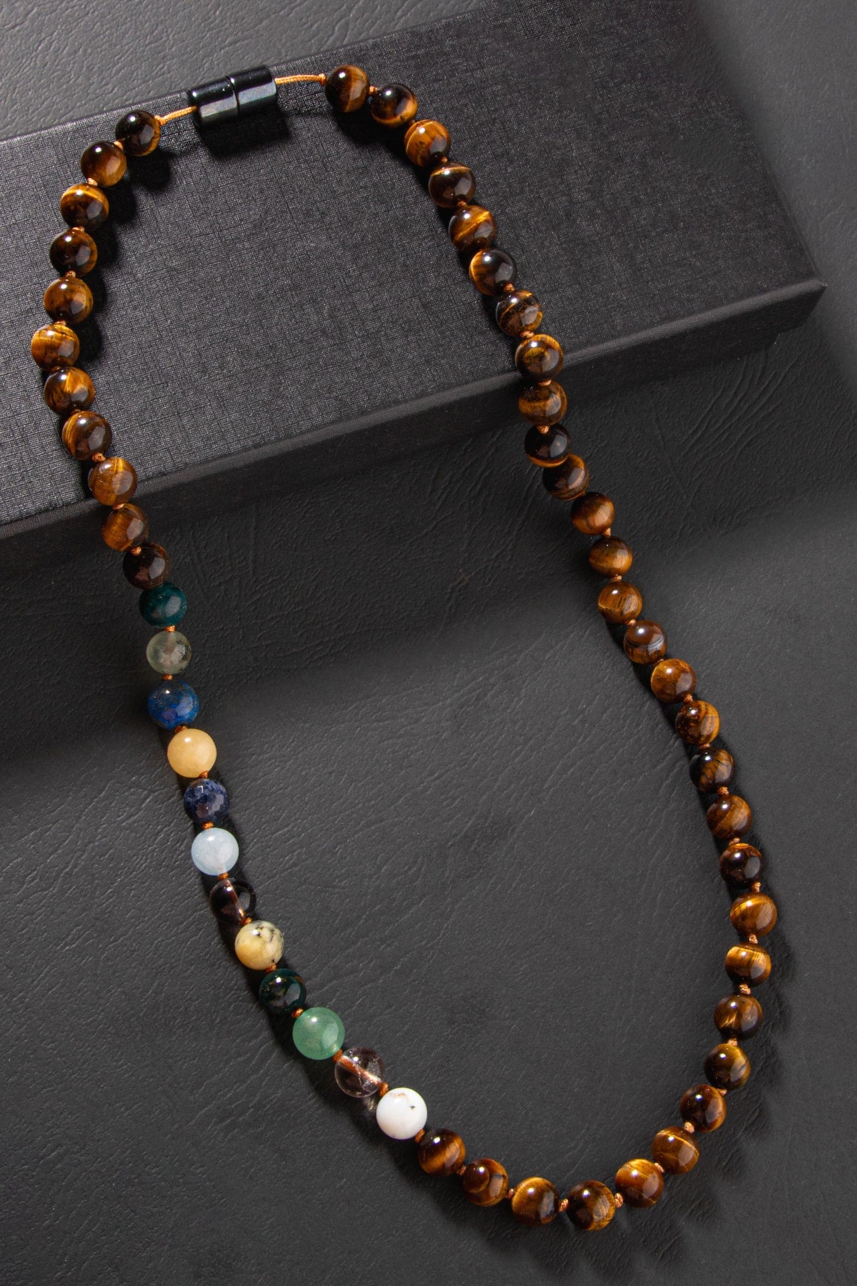 Terazi Burcu Düğümlü Kolye Sertifikalı Doğal Taşlı (Ametrin, Safir, Opal, Lapis, Kaplan Gözü)