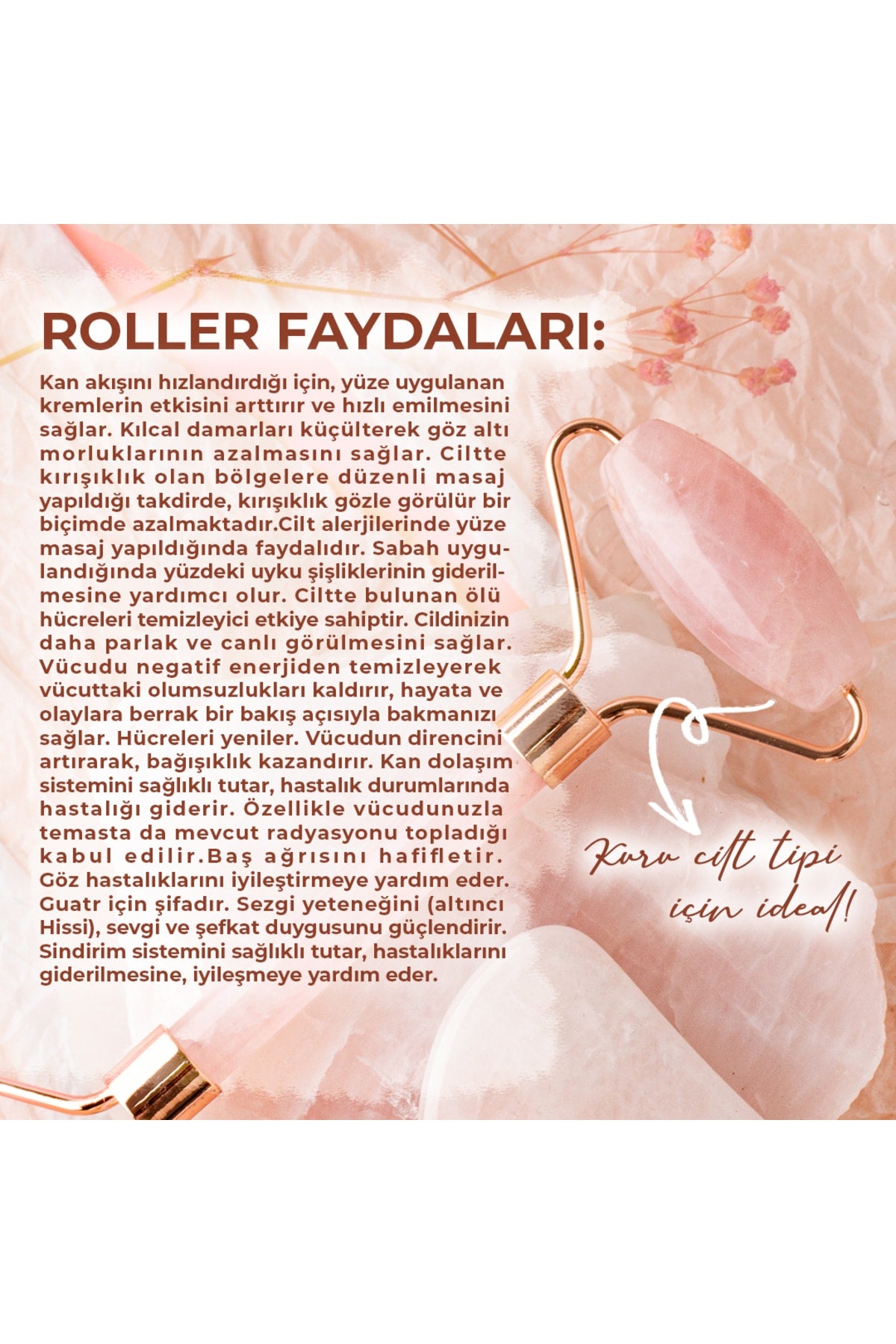 Sertifikalı Pembe Kuvars Doğal Taşı Roller Ve Kalpli Gua Sha Masaj Takımı
