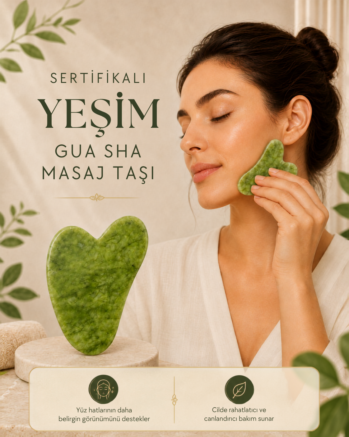 Sertifikalı Yeşim Gua Sha Masaj Taşı