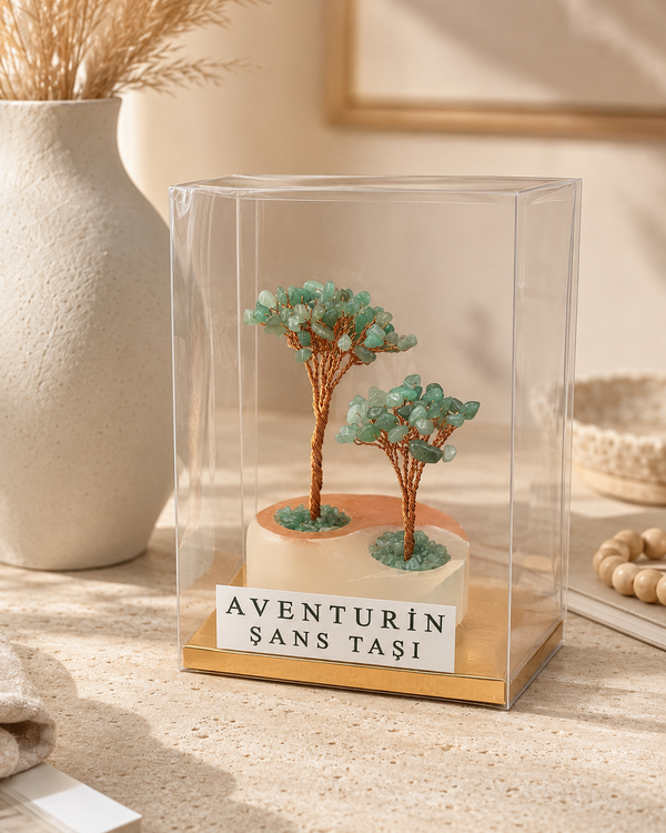Aventurin Yin Yang Selenit Tabanlı Ağaç