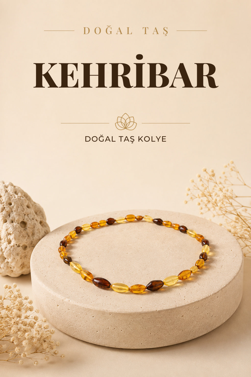 Kehribar Kolye elena Model